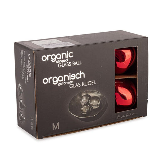 CONFEZIONI 6 PALLINE NATALE ROSSO LUCIDO IN VETRO ORGANIC BIZZOTTO D6