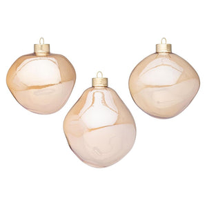 CONFEZIONI 3 PALLINE NATALE AMBRA LUCIDO IN VETRO ORGANIC BIZZOTTO D8