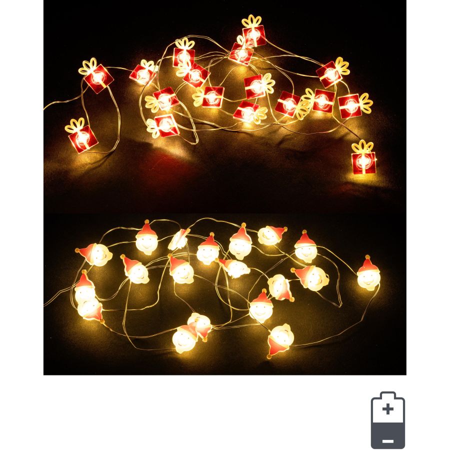 LUCI NATALIZIE A BATTERIA 20 MICROLED PACCHI O BABBI ASSORTITO PREZZO CAD