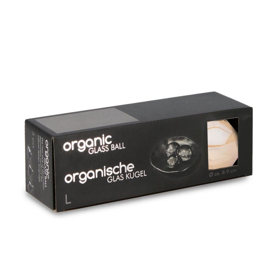CONFEZIONI 3 PALLINE NATALE AMBRA LUCIDO IN VETRO ORGANIC BIZZOTTO D8
