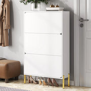 Scarpiera 3 Ante ¨C MINIMAL ¨C Bianco, Gambe Dorate, Ingresso