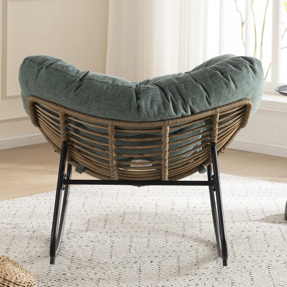 Sedia a Dondolo Imbottita in Chenille ¨C Xylo ¨C Poltrona Relax per Cameretta e Soggiorno