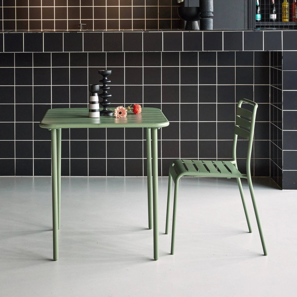 Tavolo da giardino in metallo 2 posti, 70cm, verde