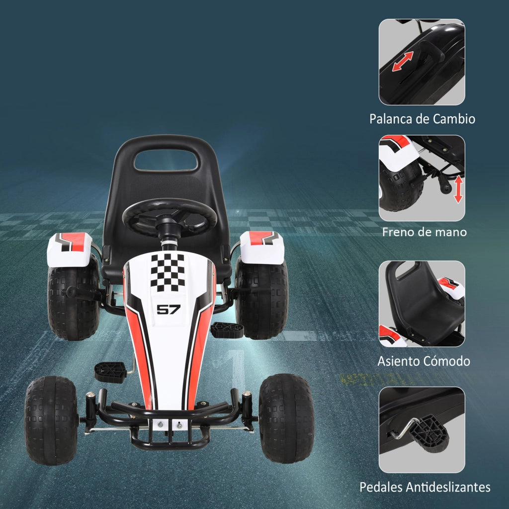 Go Kart a Pedali per Bambini ¨C zephmum ¨C Bianco e Nero 104x66x57 cm