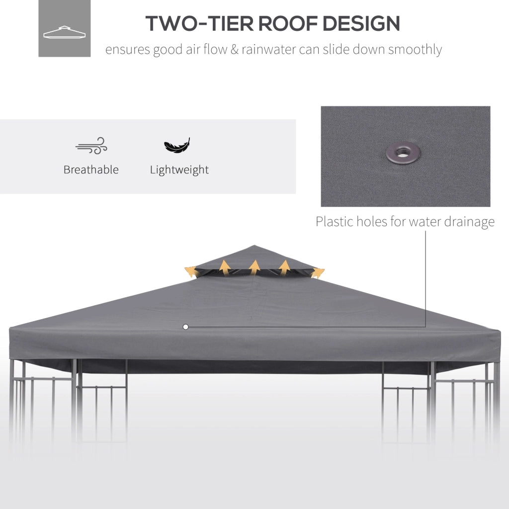 Tetto di Ricambio per Gazebo 3x3m a 2 Livelli e Resistente ai Raggi UV   Grigio Scuro