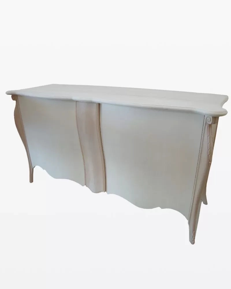Credenza sagomata 2 porte 1 cassetto estraibile legno grezzo 165x52x88 (2112) - Mobili 2G