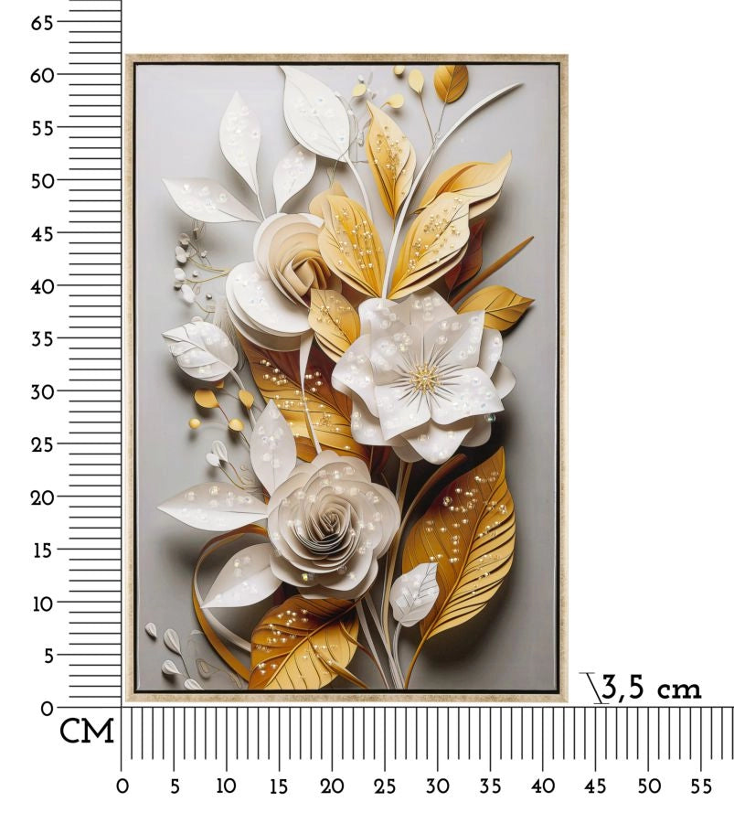 DIPINTO SU TELA LACCATO FLORA C/CORNICE CM 42X3,5X62