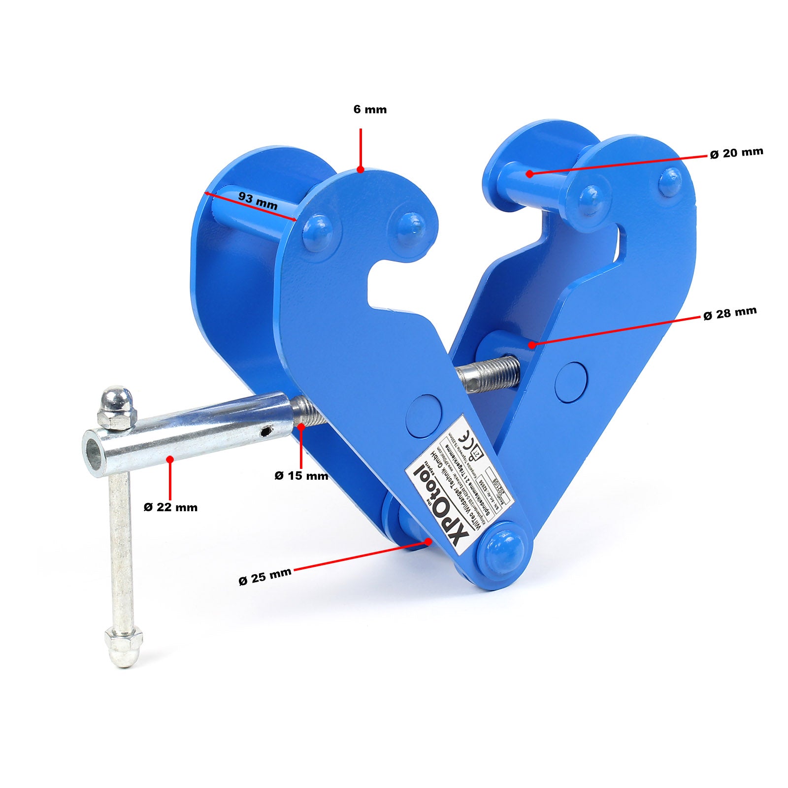 Morsetto per travi max 2 t per sollevamento carichi larghezza flangia 75-230mm Pinza