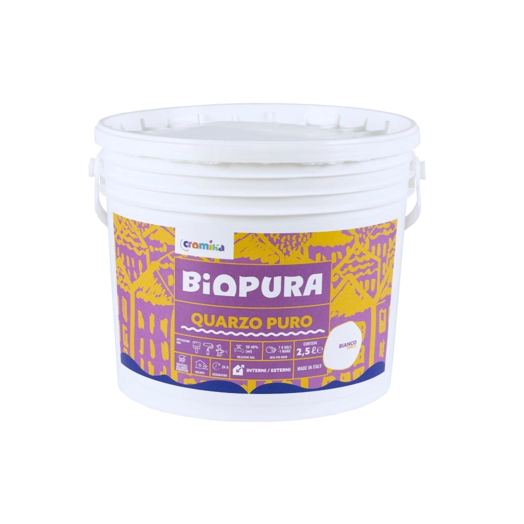Pittura murale quarzo puro interni esterni finitura opaca linea biopura cromika *** formato 2.5 lt, confezione 1
