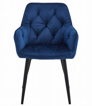 Sedia VALORA LUKK - Velluto blu navy per soggiorno, cucina, sala da pranzo x 2