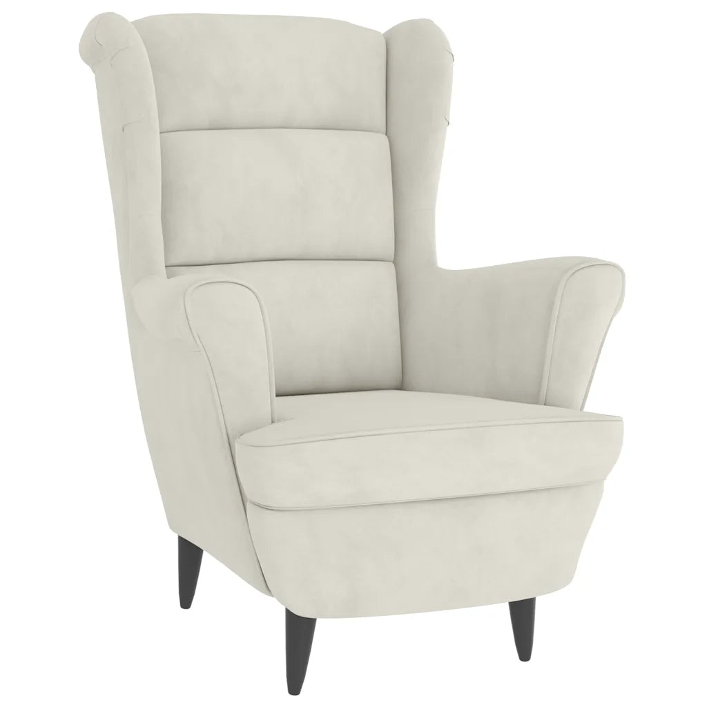 Poltrona con Schienale ad Ala con Poggiapiedi Crema in Vellutocod mxl 73616