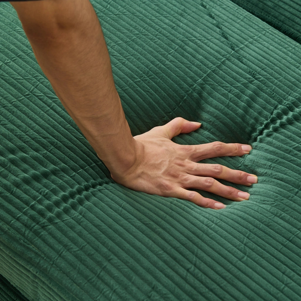 Chaise longue con contenitore e 3 cuscini in cordone di legno e metallo verde smeraldo 107 × 74 × 57 cm
