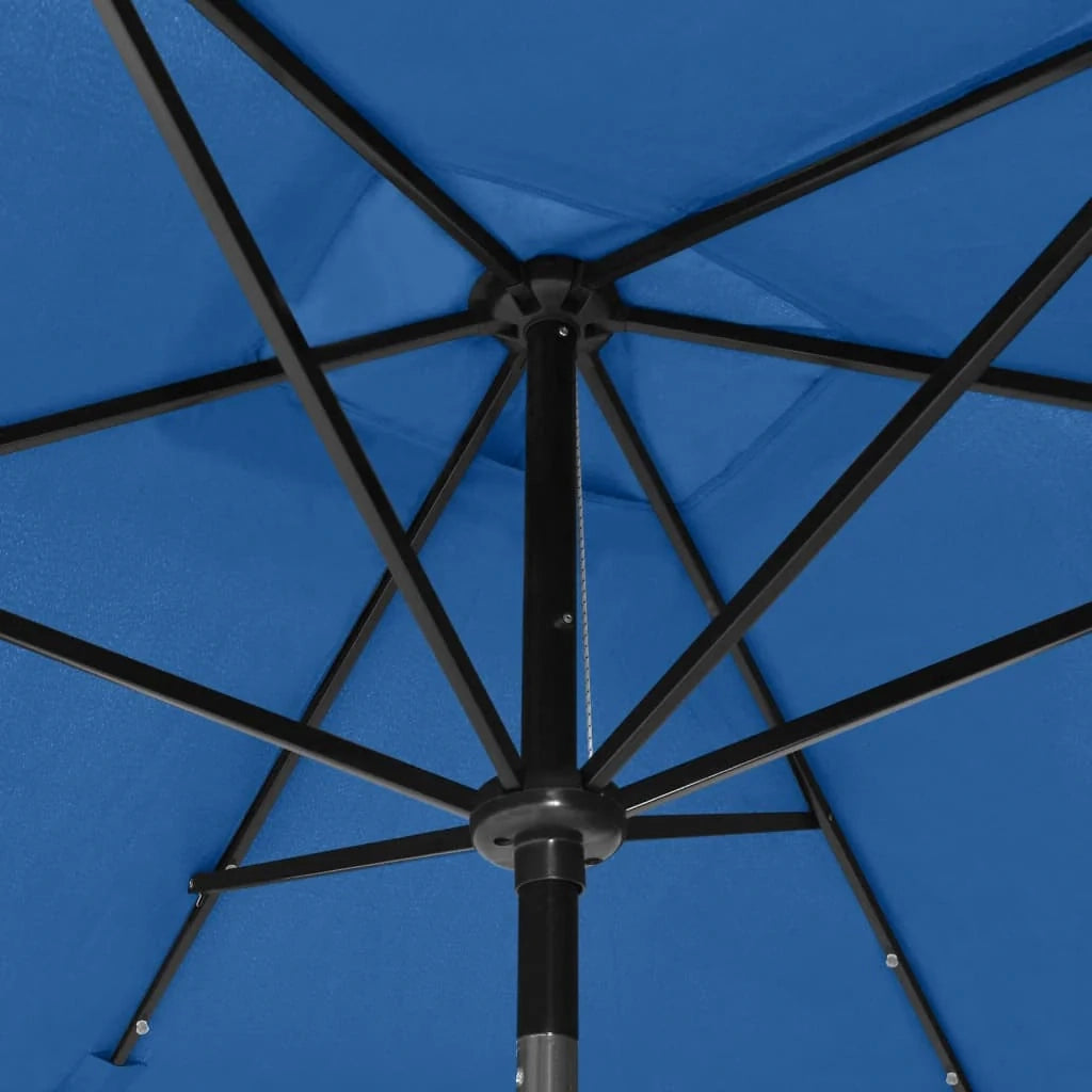 Ombrellone con LED e palo in acciaio 2 x 3 m azzurro 02_0008067