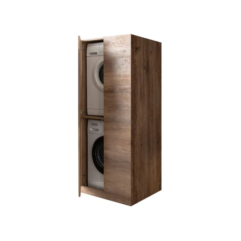 Mobile Lavanderia a Colonna per Lavatrice e Asciugatrice con Ante 70x70x174A cm in Nobilitato Unika Olmo Bianco