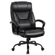 Sedia in pelle con poggiatesta comodo da ufficio, sedia ergonomica per computer e con altezza regolabile, Nero-Sedie da ufficio