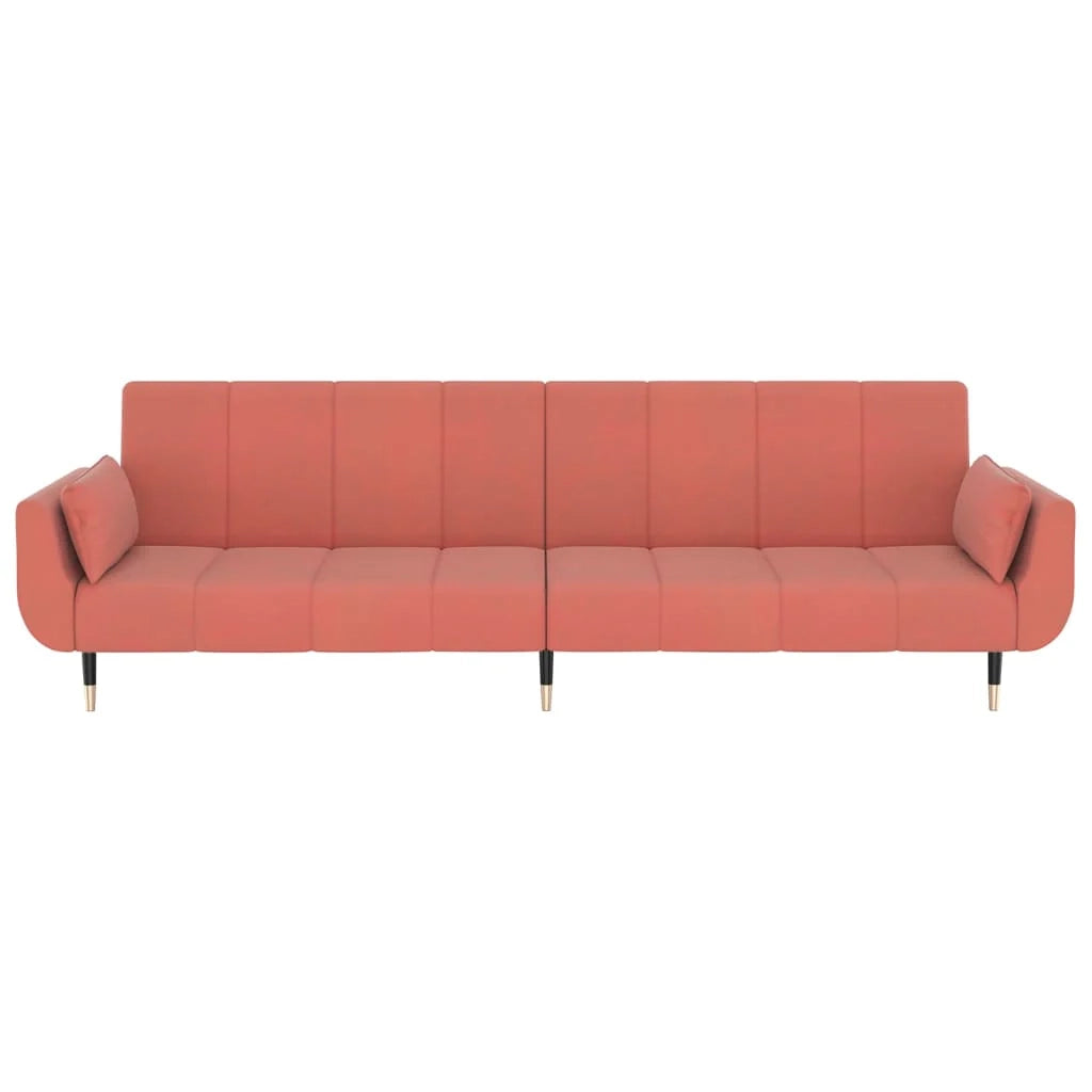 Divano letto a 2 posti letto per gli ospiti trasformabile divano letto per soggiorno pieghevole per uso interno con due cuscini velluto rosa 02_0020657