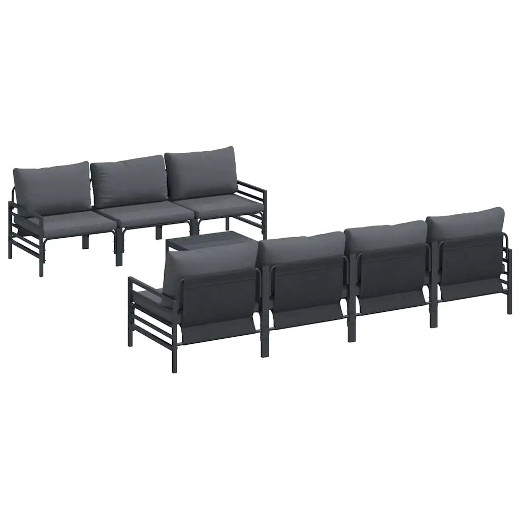 Set Divano da Giardino con cuscino 8 pcs Nero Acciaio 3378957