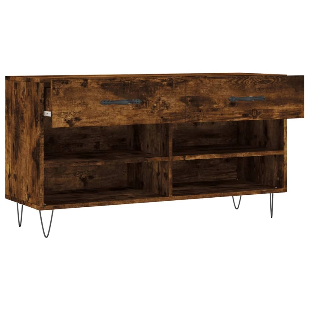 Panca portascarpe/stivali cassettiera scaffale mobiletto portaoggetti per ingresso 102 x 35 x 55 cm legno ingegnerizzato marrone 02_0022914