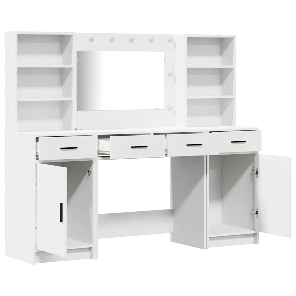 Set da tavolo da trucco con LED 3 pcs Bianco Legno multistrato 3334281