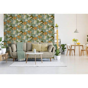 DUTCH WALLCOVERINGS Carta da Parati Pesce/Fiore Verde 430637