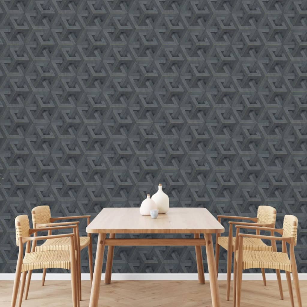 DUTCH WALLCOVERINGS Carta da Parati Onyx Antracite e Oro 442572