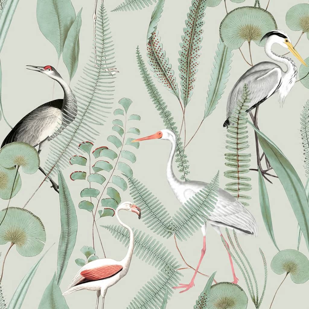 DUTCH WALLCOVERINGS Carta da Parati "Flamingo" Menta 442564
