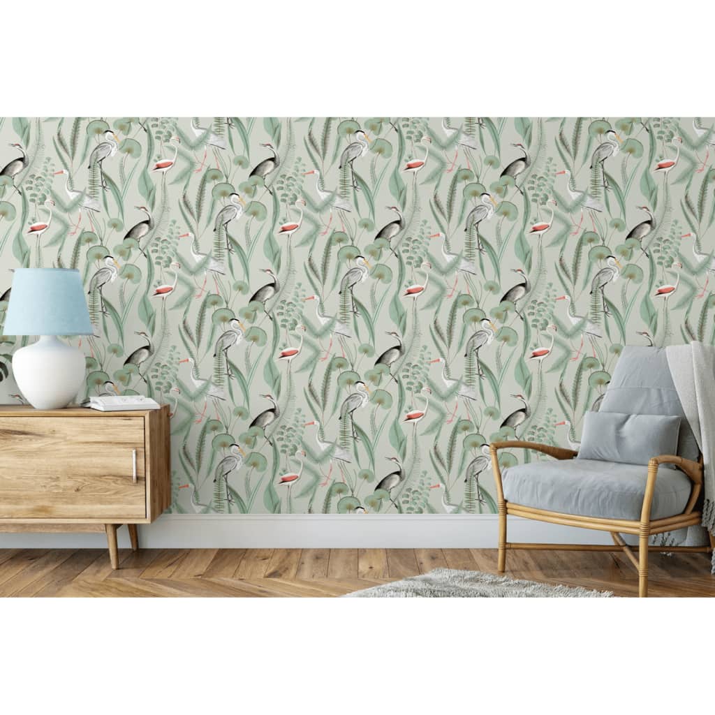 DUTCH WALLCOVERINGS Carta da Parati "Flamingo" Menta 442564