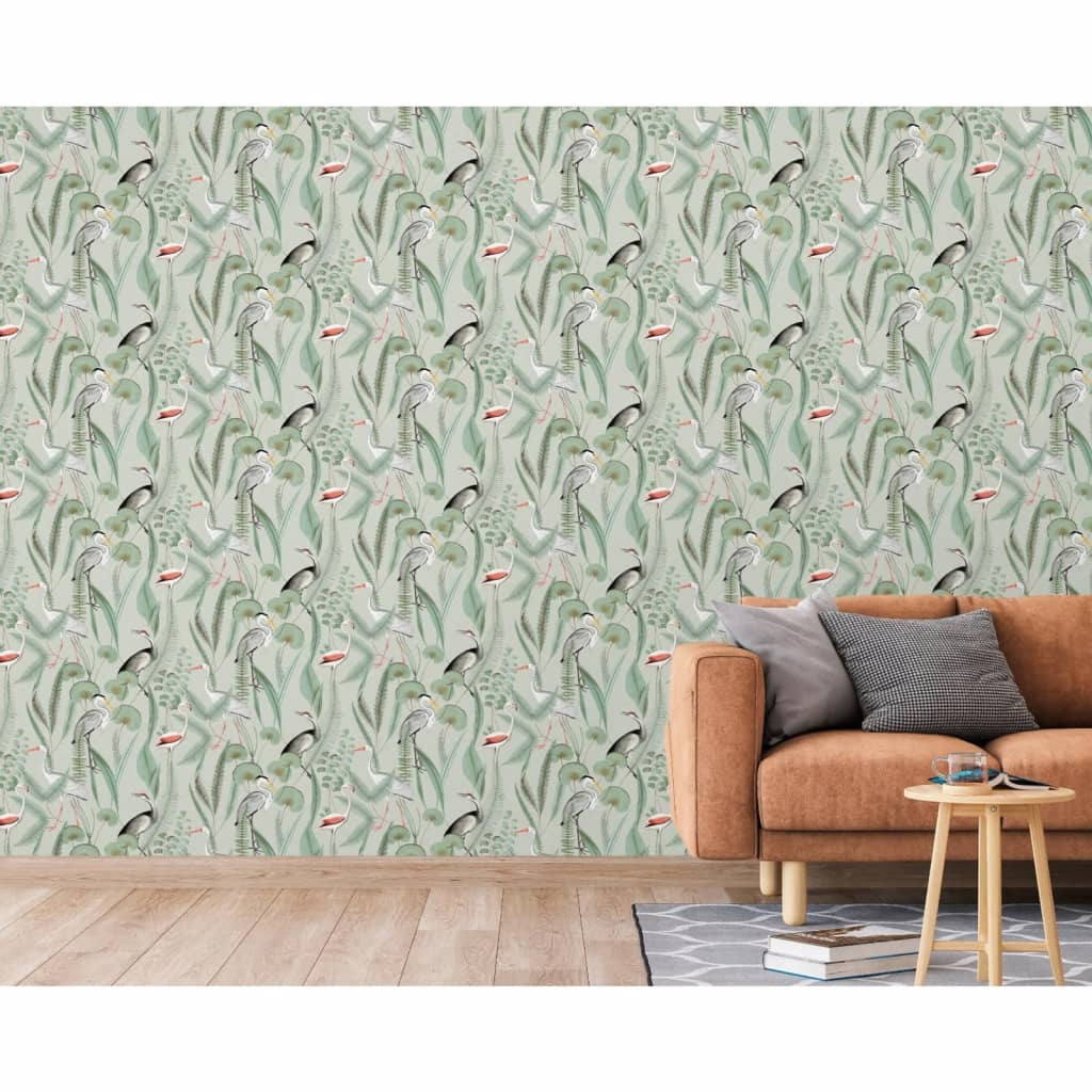 DUTCH WALLCOVERINGS Carta da Parati "Flamingo" Menta 442564