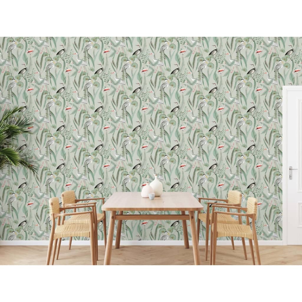 DUTCH WALLCOVERINGS Carta da Parati "Flamingo" Menta 442564