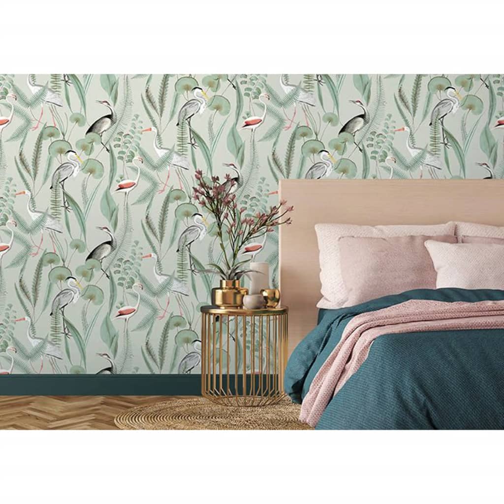 DUTCH WALLCOVERINGS Carta da Parati "Flamingo" Menta 442564