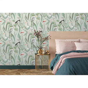 DUTCH WALLCOVERINGS Carta da Parati "Flamingo" Menta 442564