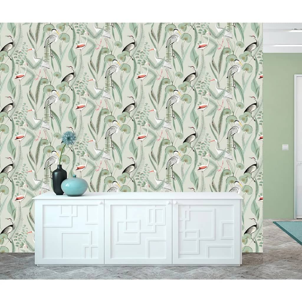 DUTCH WALLCOVERINGS Carta da Parati "Flamingo" Menta 442564