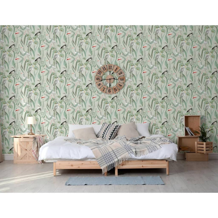 DUTCH WALLCOVERINGS Carta da Parati "Flamingo" Menta 442564