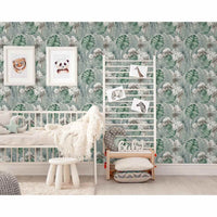 DUTCH WALLCOVERINGS Carta da Parati Eden Grigio e Verde Chiaro 442571