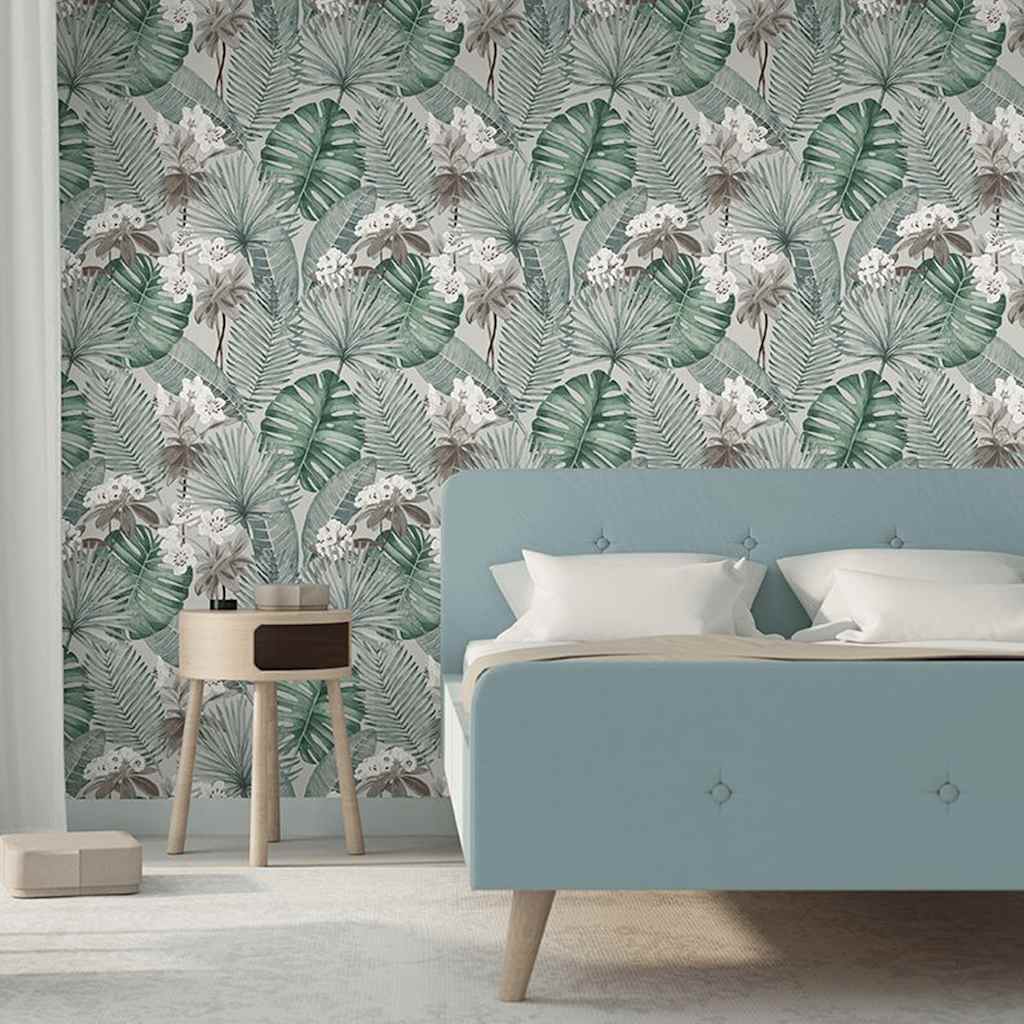 DUTCH WALLCOVERINGS Carta da Parati Eden Grigio e Verde Chiaro 442571