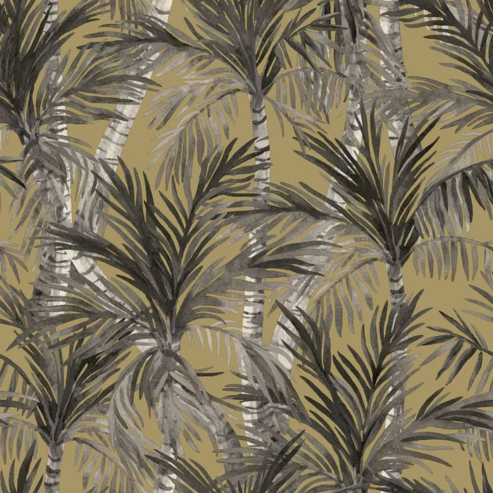 DUTCH WALLCOVERINGS Carta da Parati Palm Trees Oro e Nero 442570