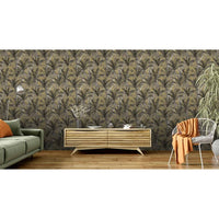 DUTCH WALLCOVERINGS Carta da Parati Palm Trees Oro e Nero 442570