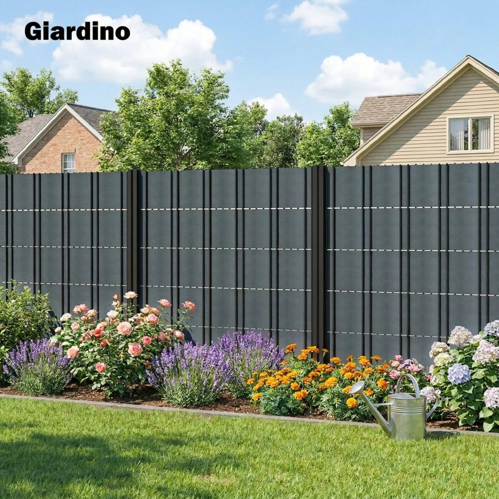 Set 4 Pezzi Frangivista da Giardino 3500x19 cm Anti UV Impermeabile con Fermagli in PP Grigio