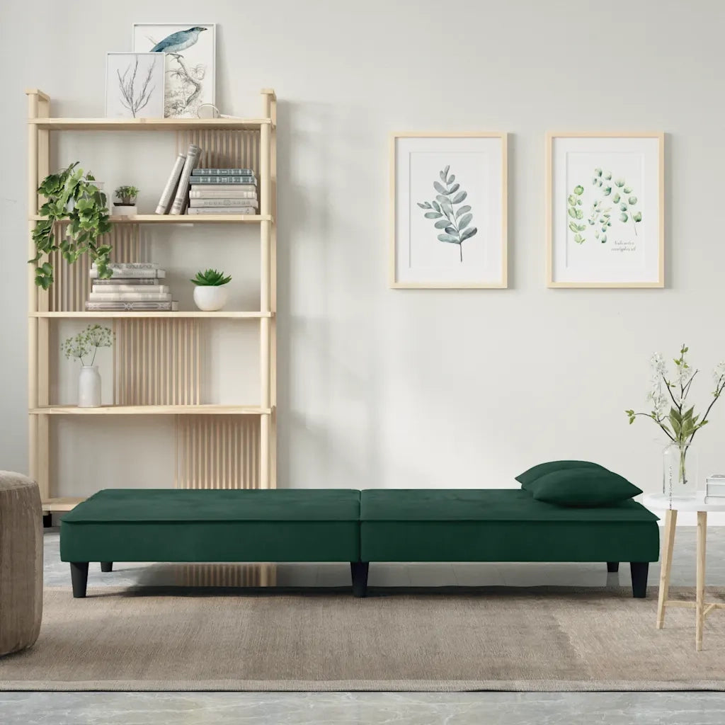Divano letto-Sofa Letto-Daybed Verde Scuro in Velluto