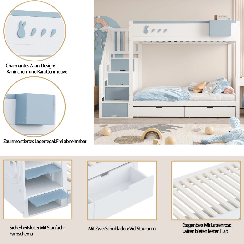 Letto a castello con funzioni integrate legno 90x200 cm