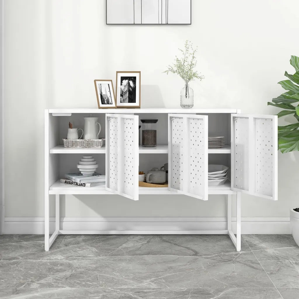 Credenza Bianca 105x35x75 cm in Acciaio
