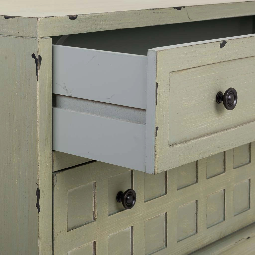 Cassettiera Mobile da ingresso in legno verde 88x38x72h