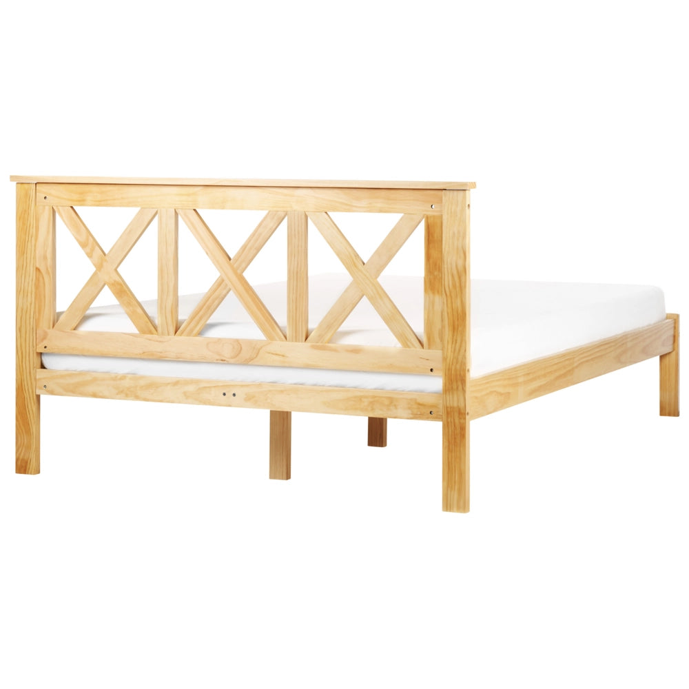 Letto in marrone chiaro con Rete a Doghe Design Elegante 140 x 200 cm