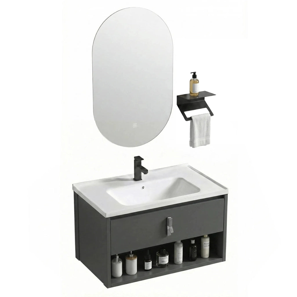 Set Di Mobili Da Bagno Con Lavabo River 60cm Grey