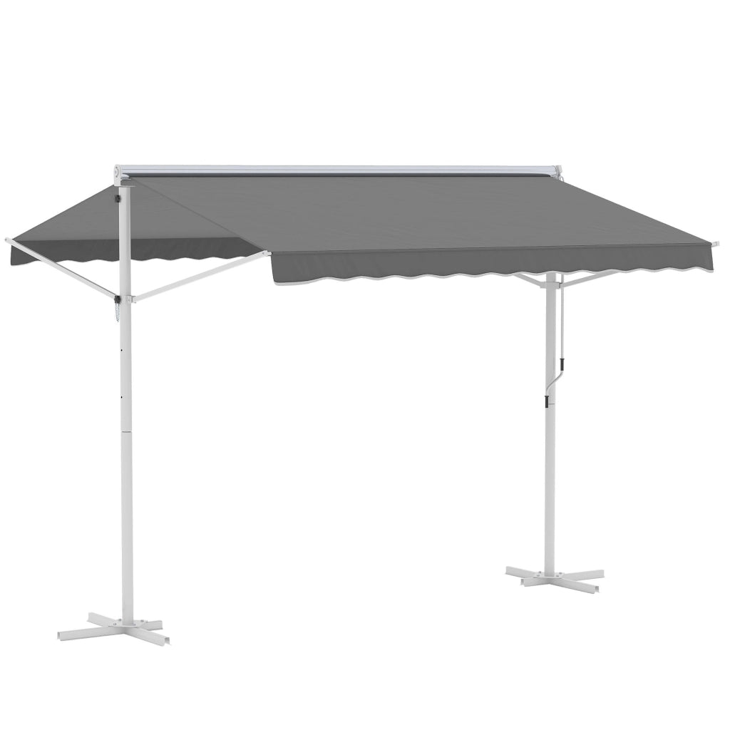 Tende da giardino autoportanti 3x3m braccio pieghevole con manovella tendone da patio colore grigio per protezione solare e svago