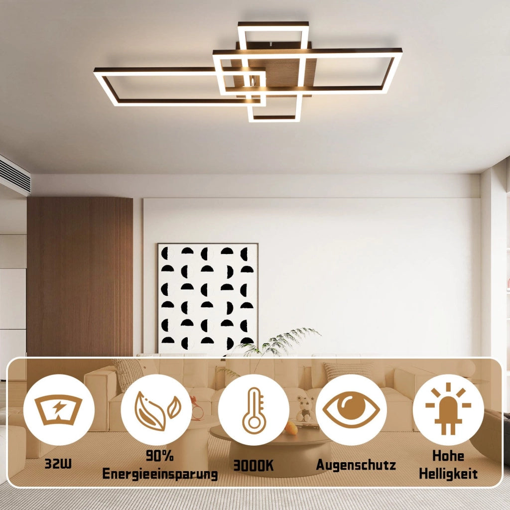 ZMH Lampada da Soffitto LED 3000K Nera Moderna Design 32W Luce Calda per Corridoio Camera da Letto Ufficio