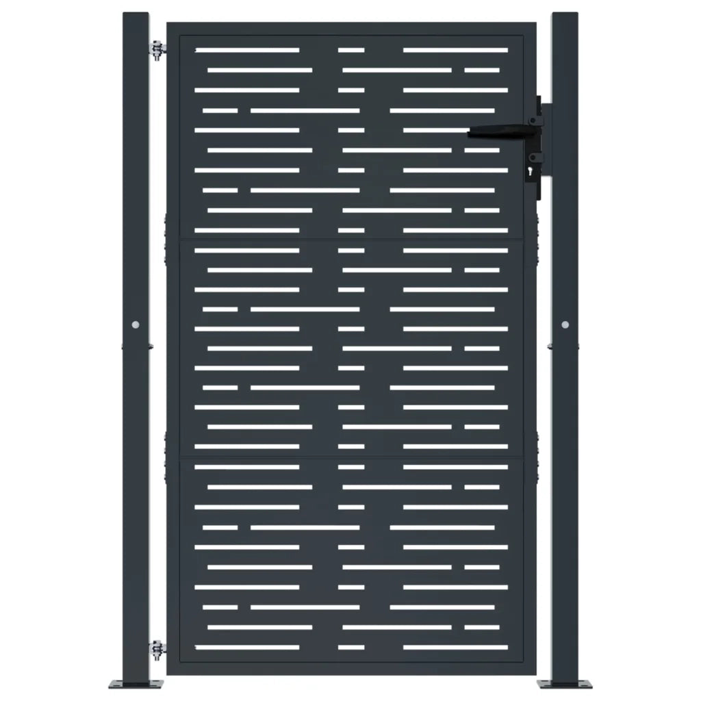 Cancello Giardino-Porta da giardino Antracite 105x130 cm Acciaio Design Quadrato