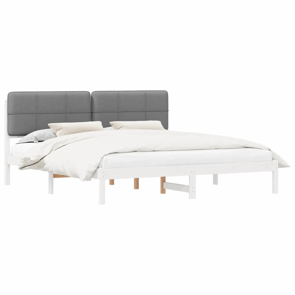 Letto con Testiera Rivestita Grigio chiaro 200 x 200 cm