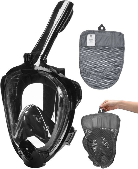 Visore da immersione 180° con tecnologia anti-fog - impermeabile - universale - adatto per snorkeling e nuoto - nero