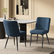 Sedie da Pranzo in Velluto ¨C MINIMAL ¨C Blu Scuro, Set 2 Pezzi, Stile Moderno